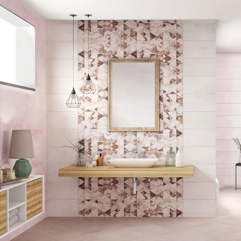 Фаянс KAI Marble – стенни плочки с мраморен ефект 24.4×74.4 R в елегантна баня